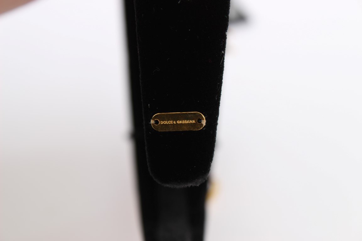 Black Velvet Crystal Gold Tiara Headband