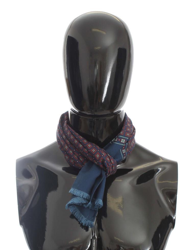 Blue Red Baroque Silk Scarf