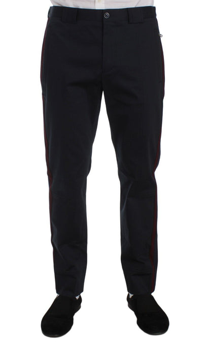 Blue Cotton Stretch Slim Fit Pants