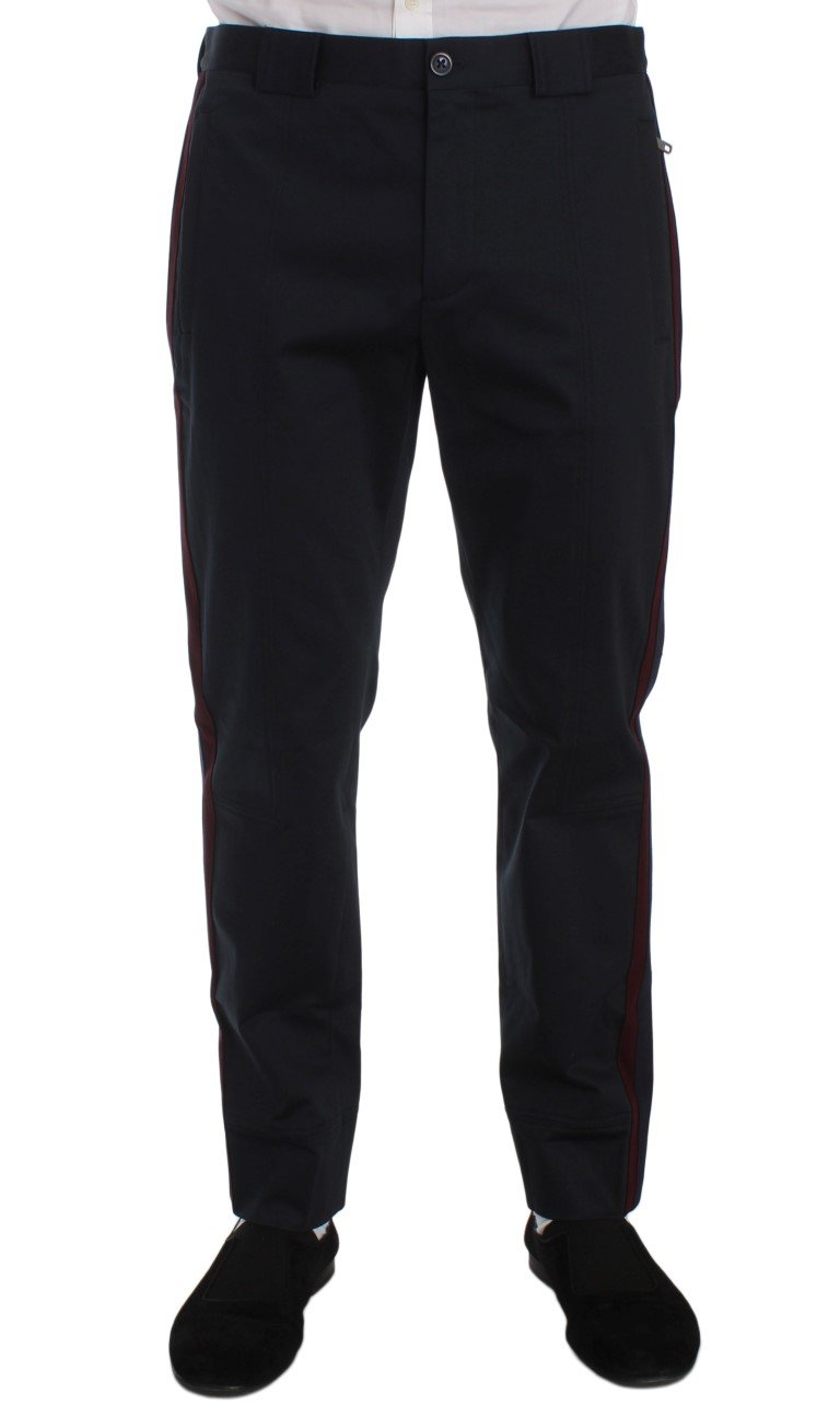 Blue Cotton Stretch Slim Fit Pants
