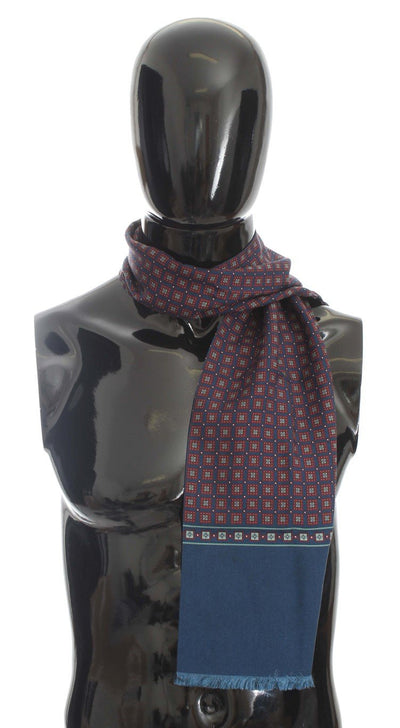Blue Red Baroque Silk Scarf