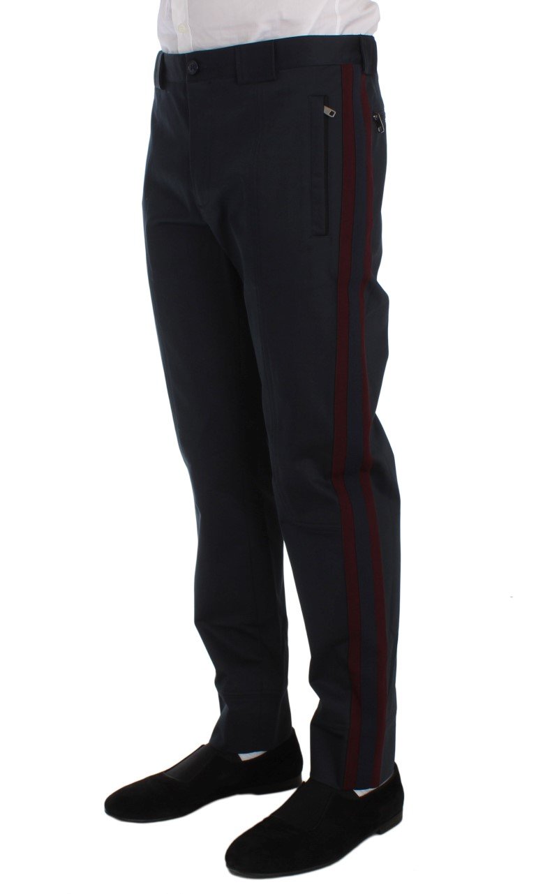 Blue Cotton Stretch Slim Fit Pants