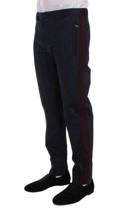 Blue Cotton Stretch Slim Fit Pants
