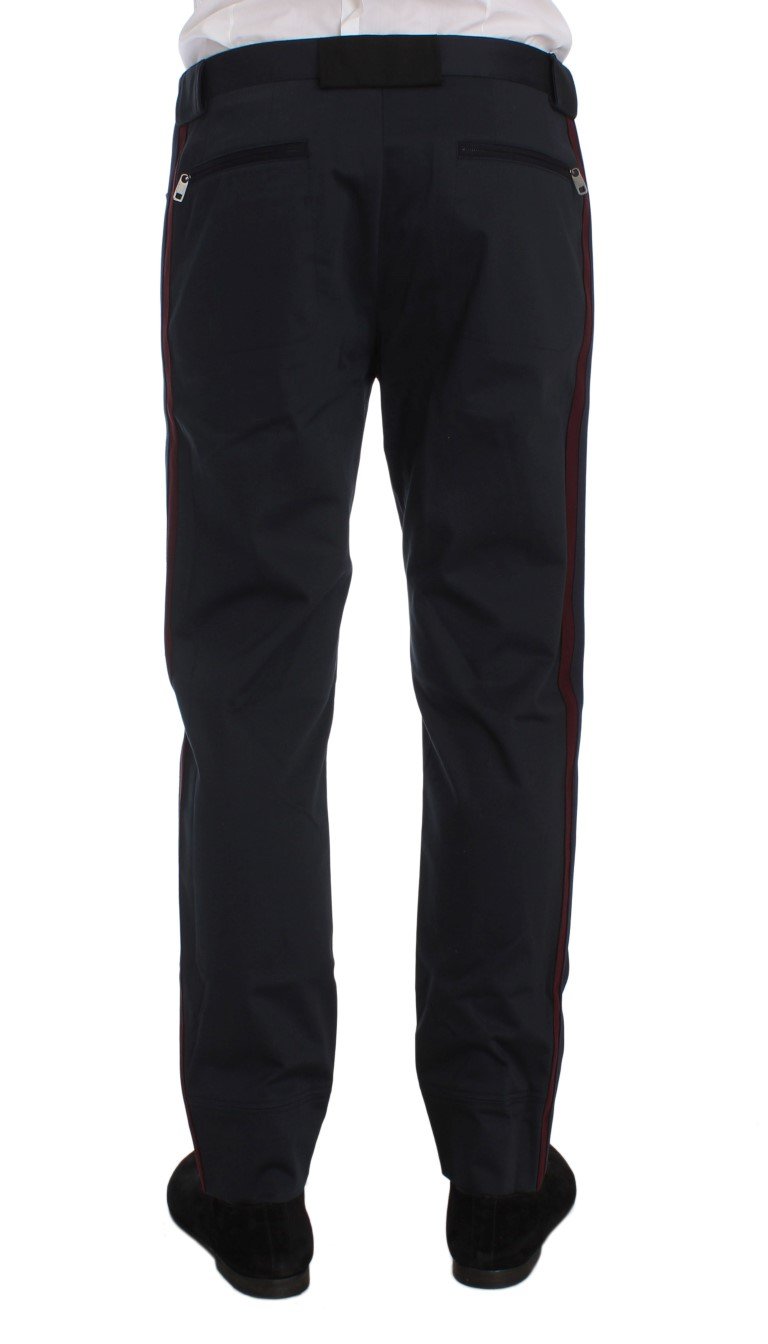 Blue Cotton Stretch Slim Fit Pants