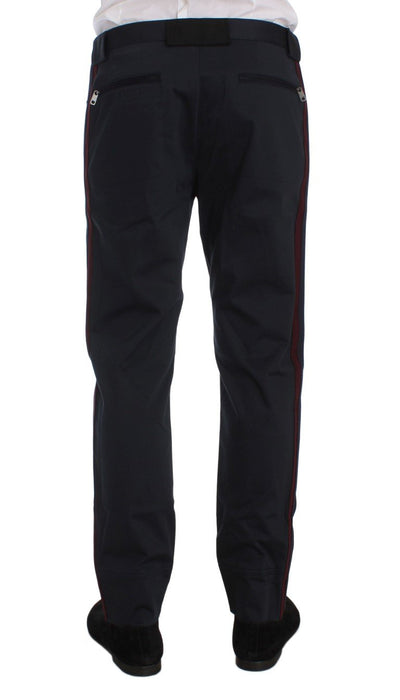 Blue Cotton Stretch Slim Fit Pants
