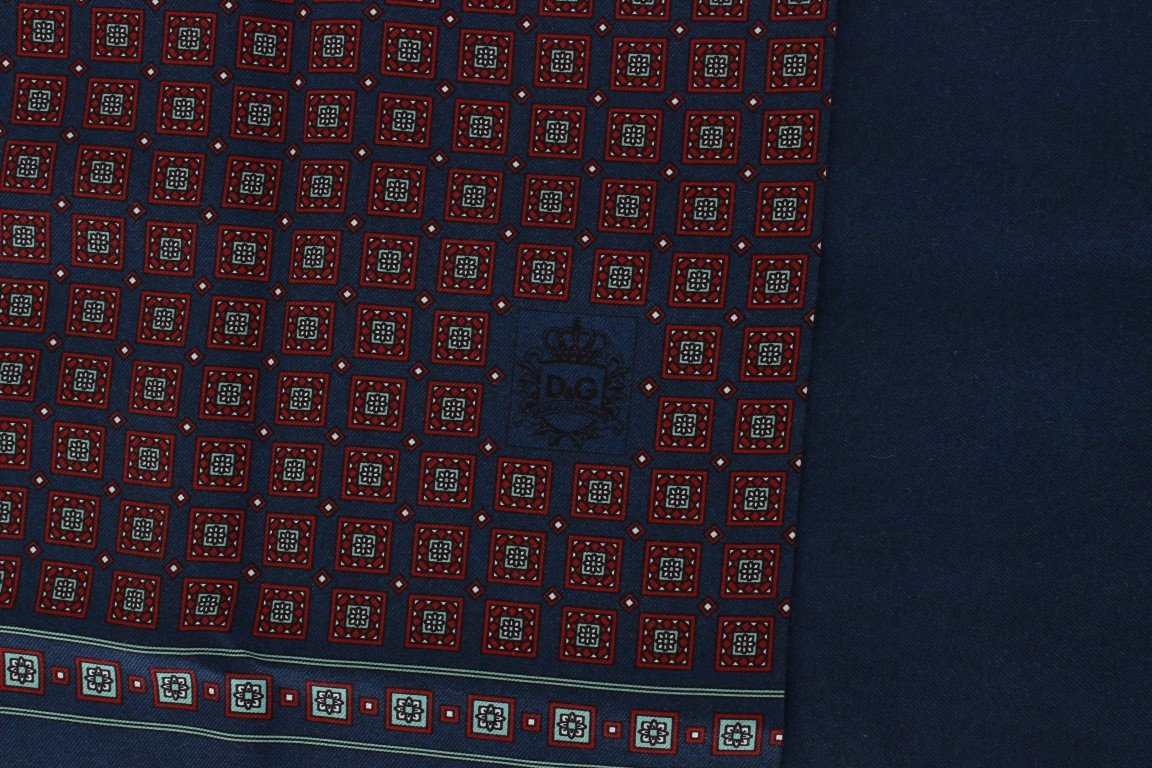 Blue Red Baroque Silk Scarf