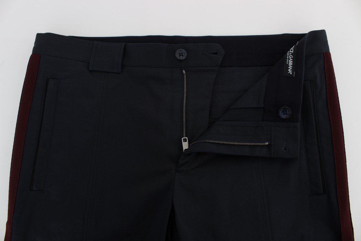 Blue Cotton Stretch Slim Fit Pants