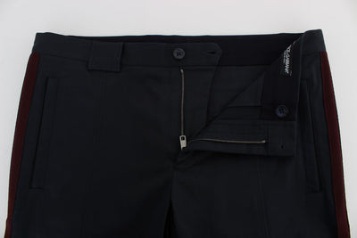 Blue Cotton Stretch Slim Fit Pants