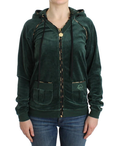 Green velvet zipup sweater