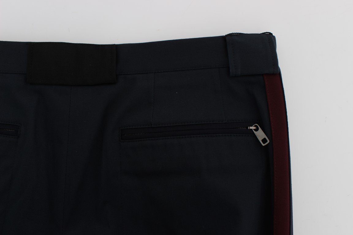 Blue Cotton Stretch Slim Fit Pants