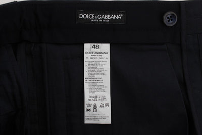 Blue Cotton Stretch Slim Fit Pants