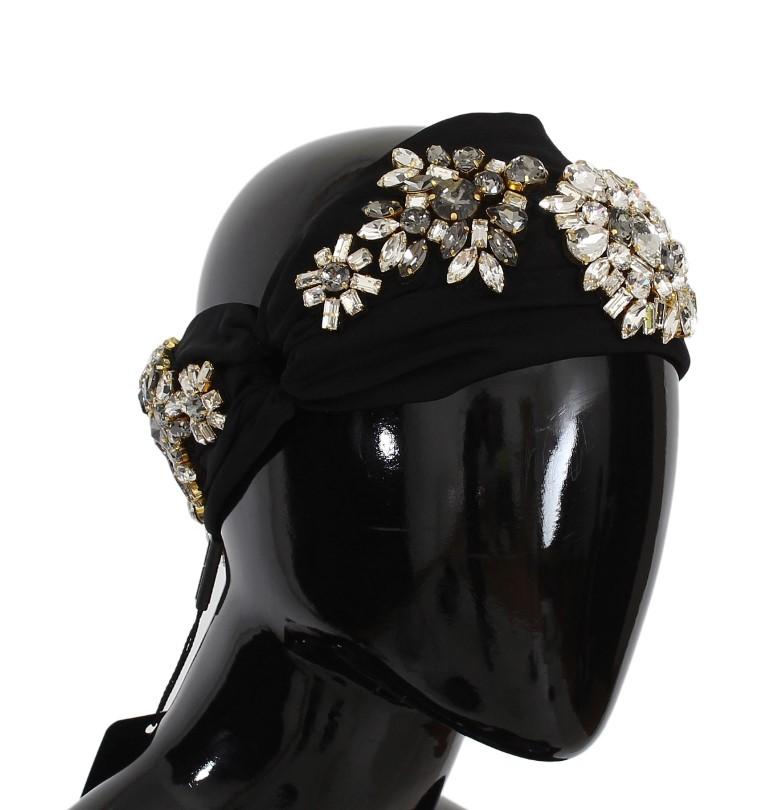 Black Floral Crystal Headband