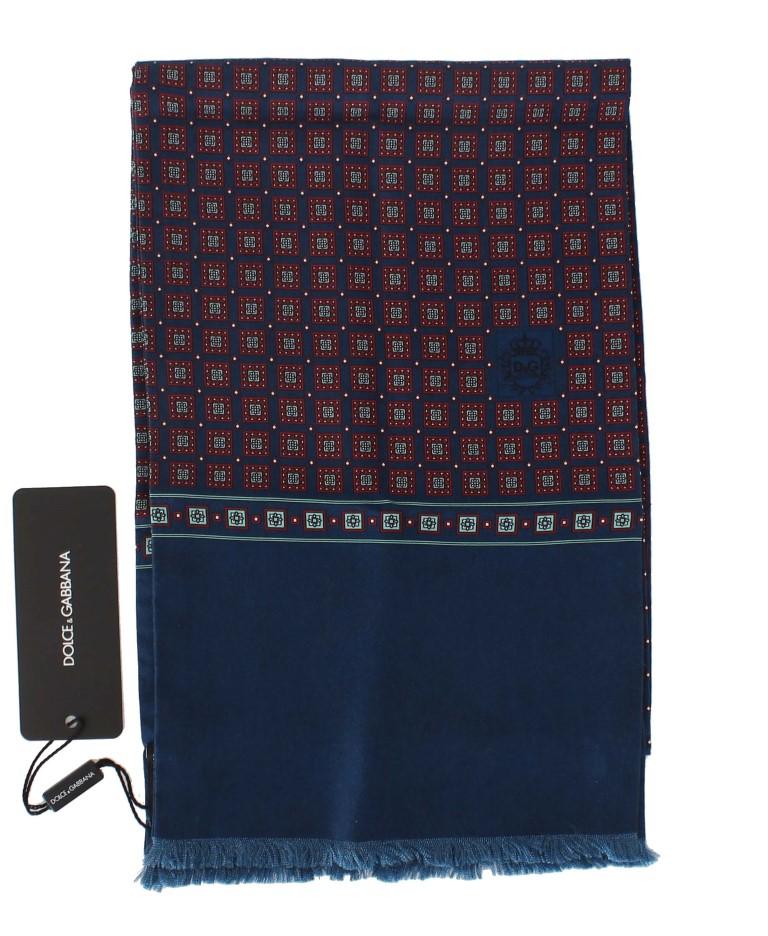 Blue Red Baroque Silk Scarf