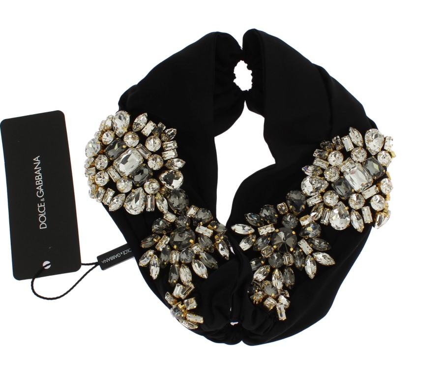 Black Floral Crystal Headband