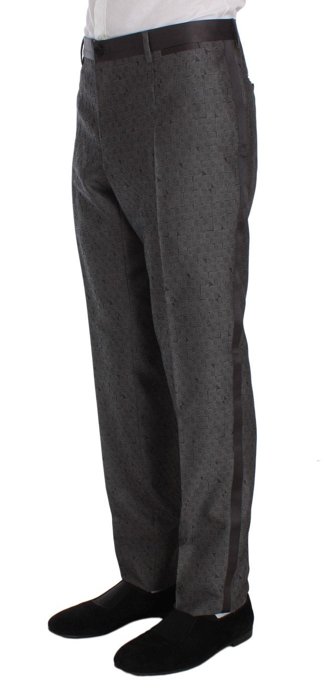 Gray Pattern Wool Silk Formal Pants