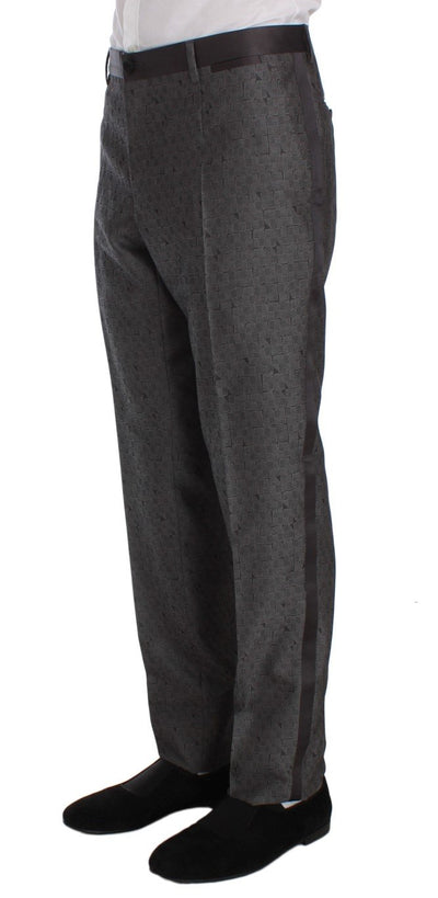 Gray Pattern Wool Silk Formal Pants