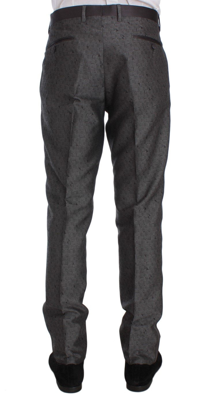 Gray Pattern Wool Silk Formal Pants