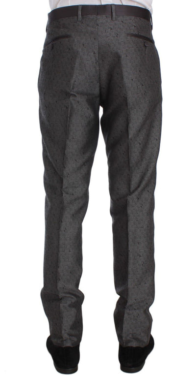 Gray Pattern Wool Silk Formal Pants