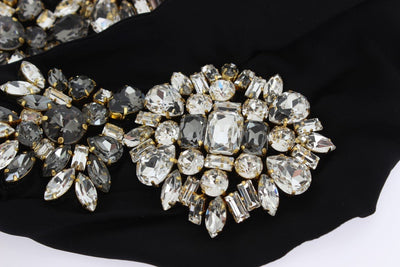 Black Floral Crystal Headband