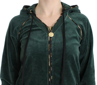 Green velvet zipup sweater