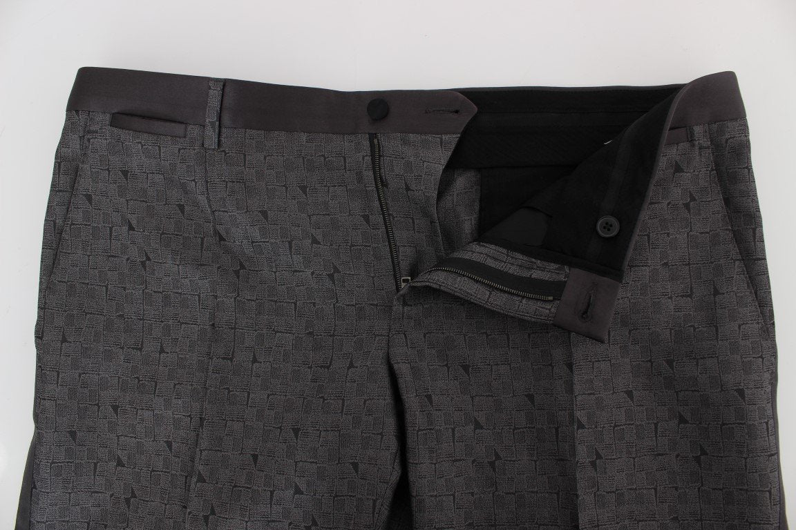 Gray Pattern Wool Silk Formal Pants