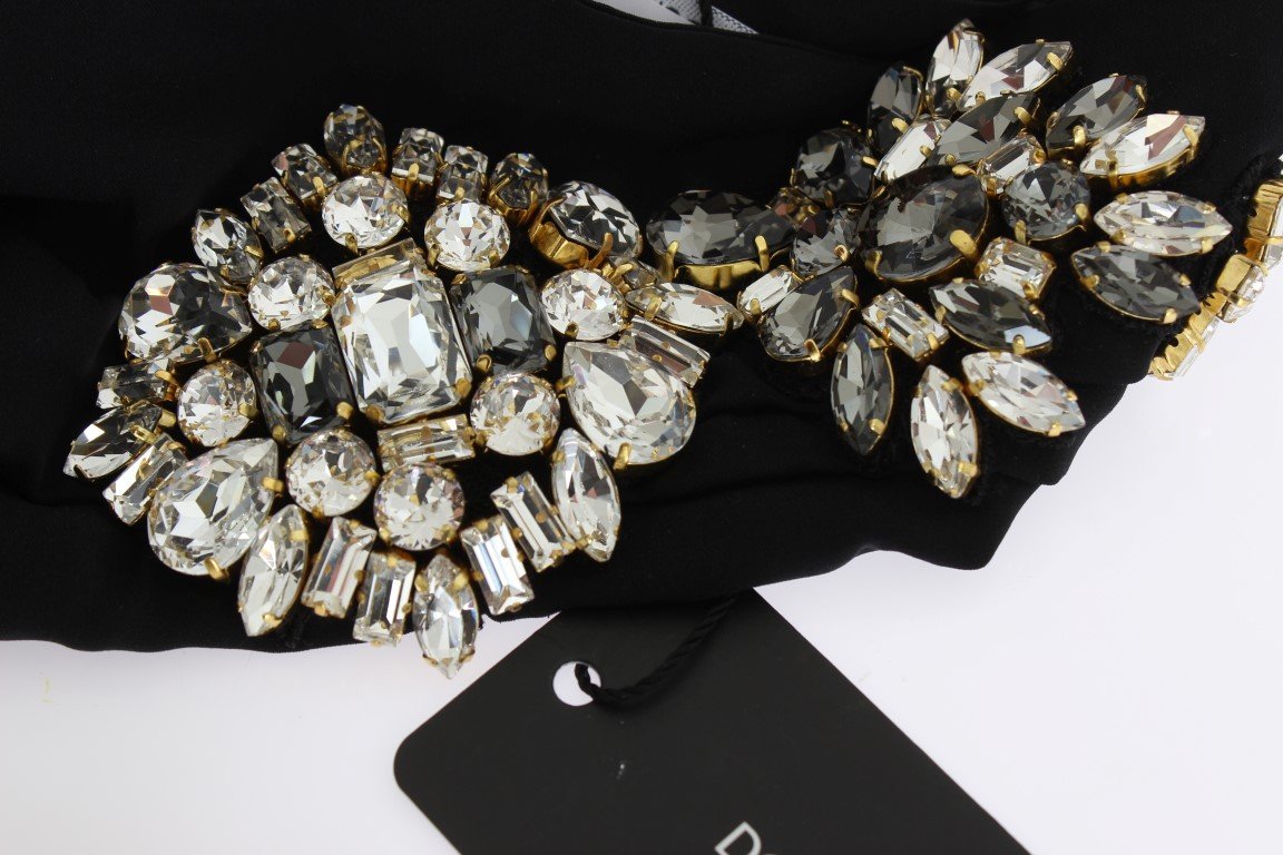 Black Floral Crystal Headband