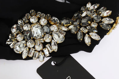 Black Floral Crystal Headband