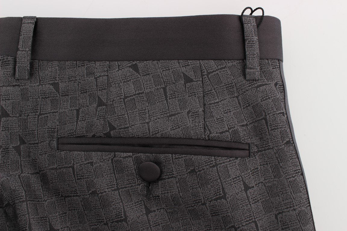 Gray Pattern Wool Silk Formal Pants