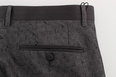 Gray Pattern Wool Silk Formal Pants