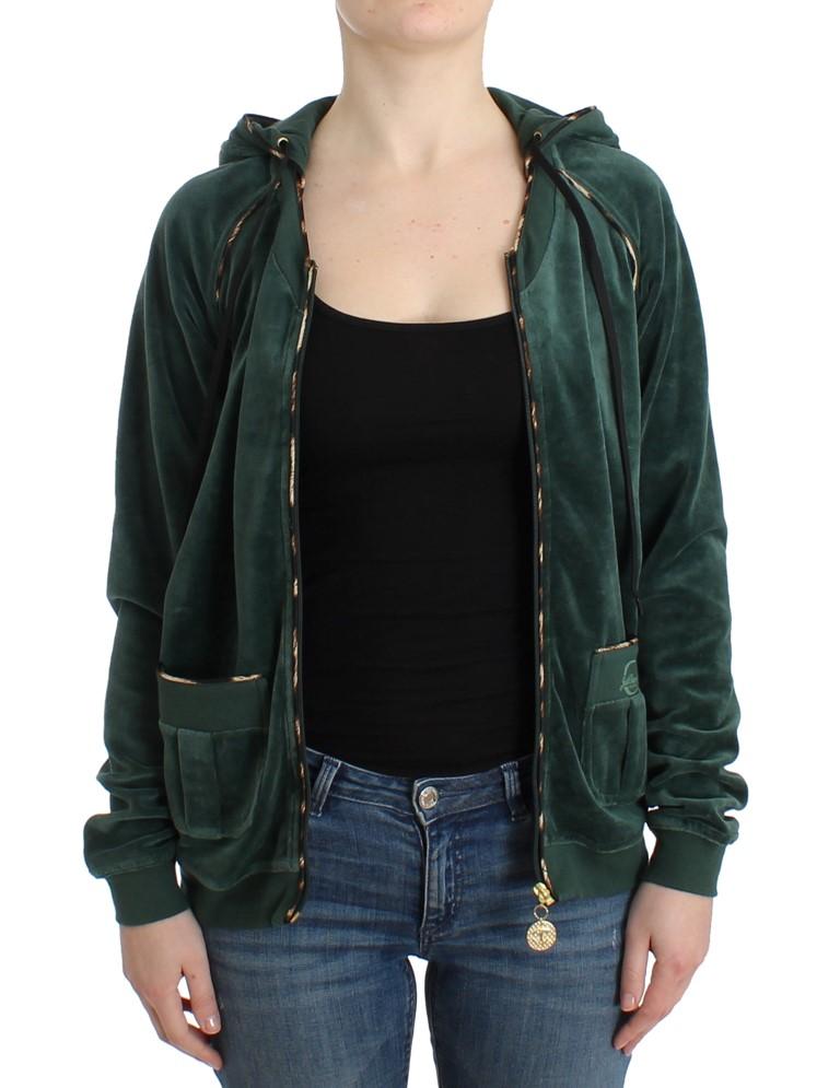 Green velvet zipup sweater