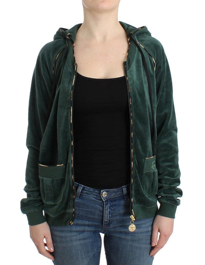 Green velvet zipup sweater