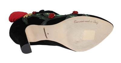 Black Velvet Roses Mary Janes Pumps