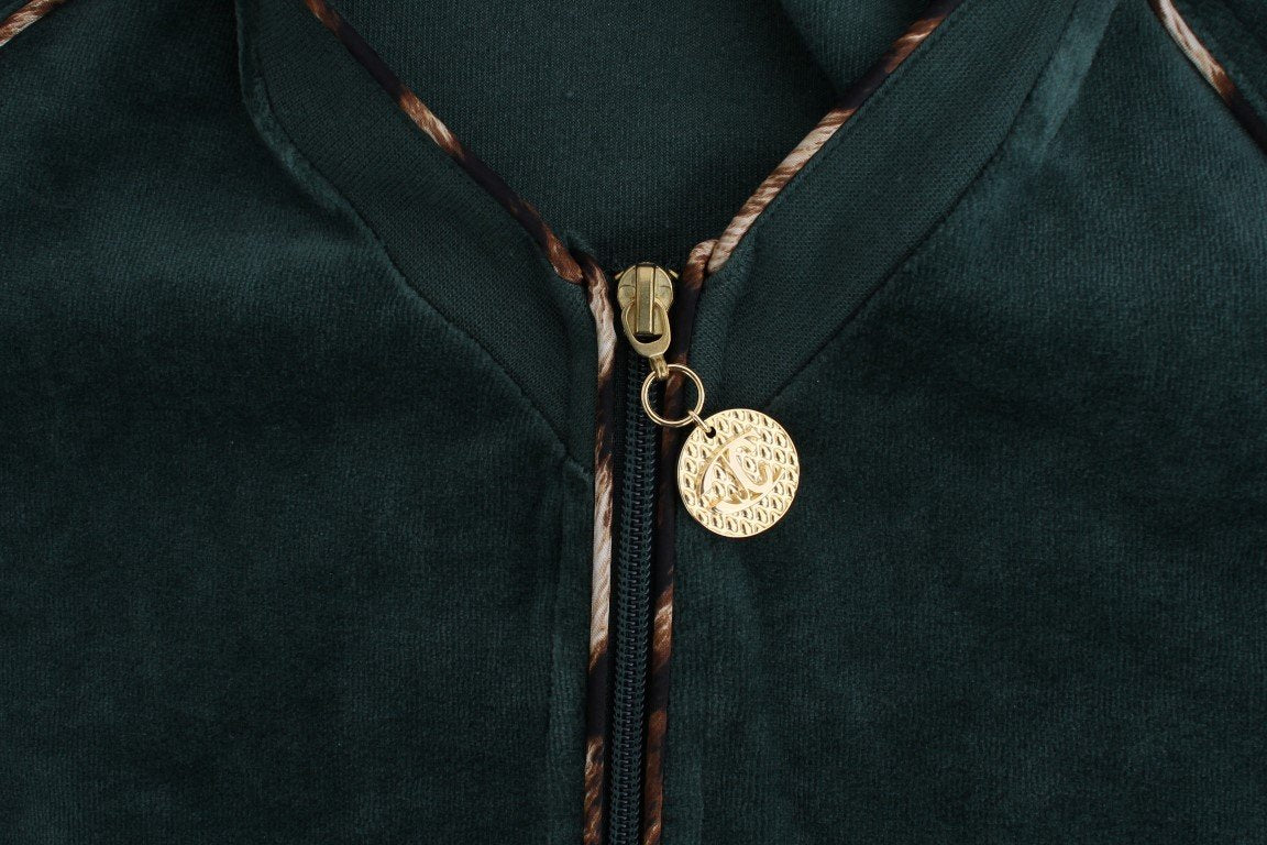 Green velvet zipup sweater