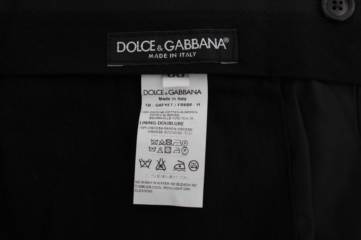 Gray Cotton Striped Slim Fit Pants