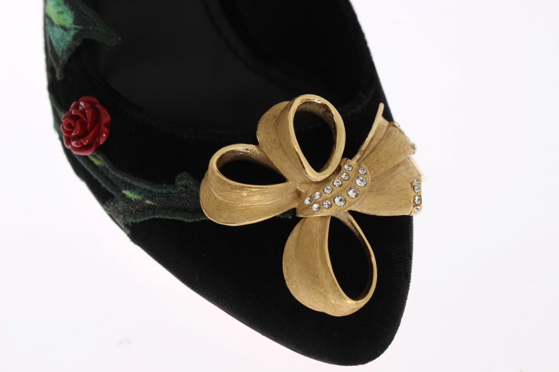 Black Velvet Roses Mary Janes Pumps