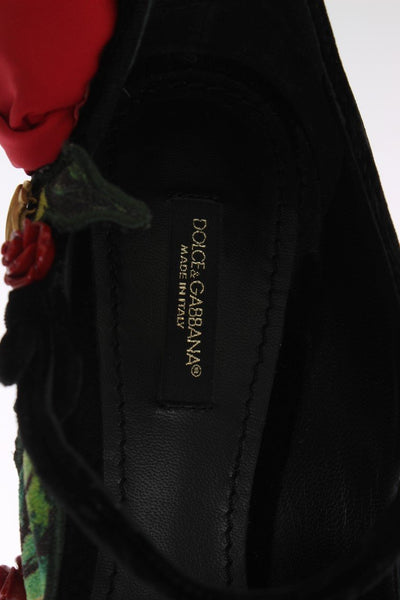 Black Velvet Roses Mary Janes Pumps