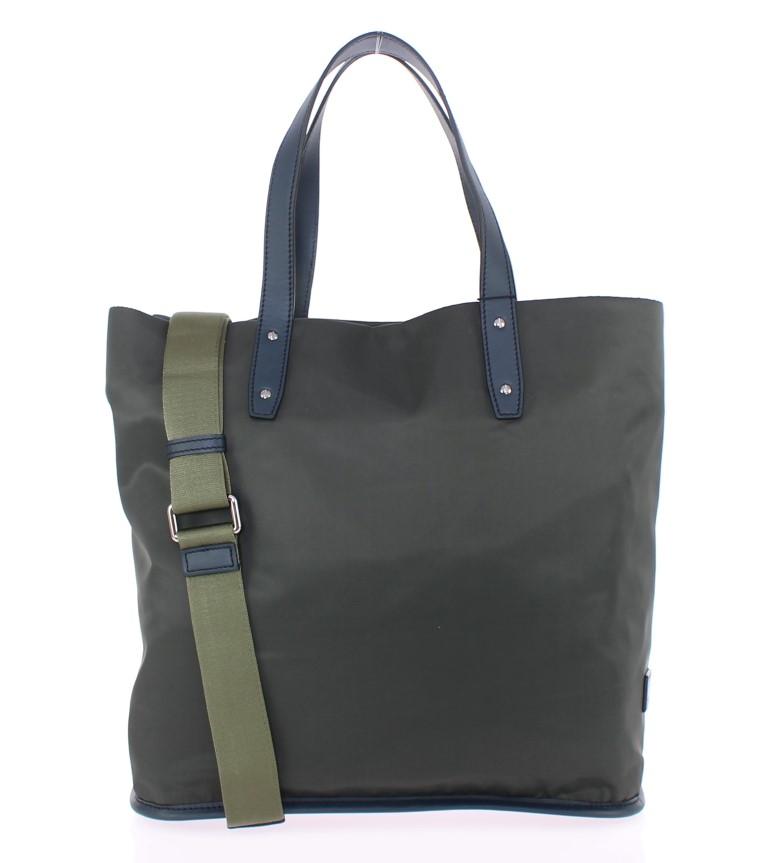 Green nylon tote bag