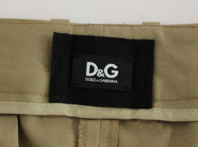 Beige Solid Cotton Shorts Pants