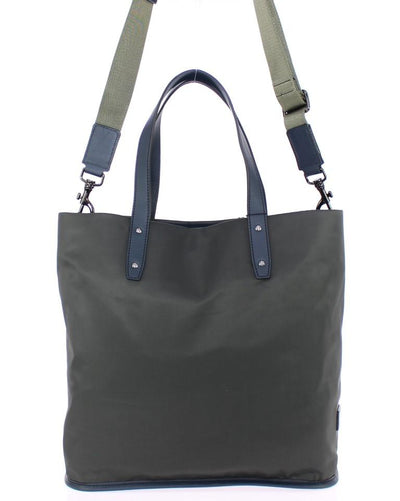 Green nylon tote bag
