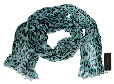 Blue Leopard Cashmere Blend Scarf