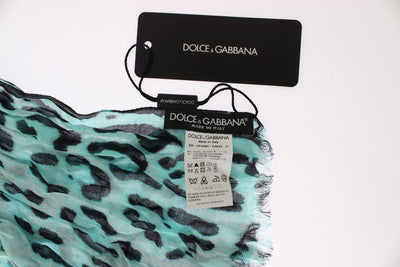 Blue Leopard Cashmere Blend Scarf