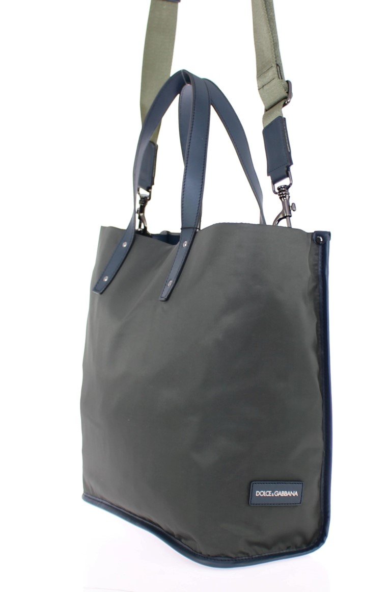 Green nylon tote bag