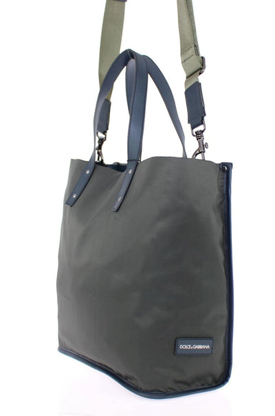 Green nylon tote bag