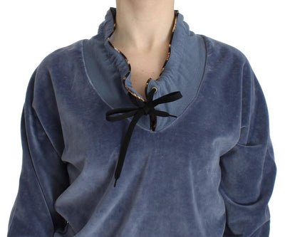 Blue velvet cotton sweater