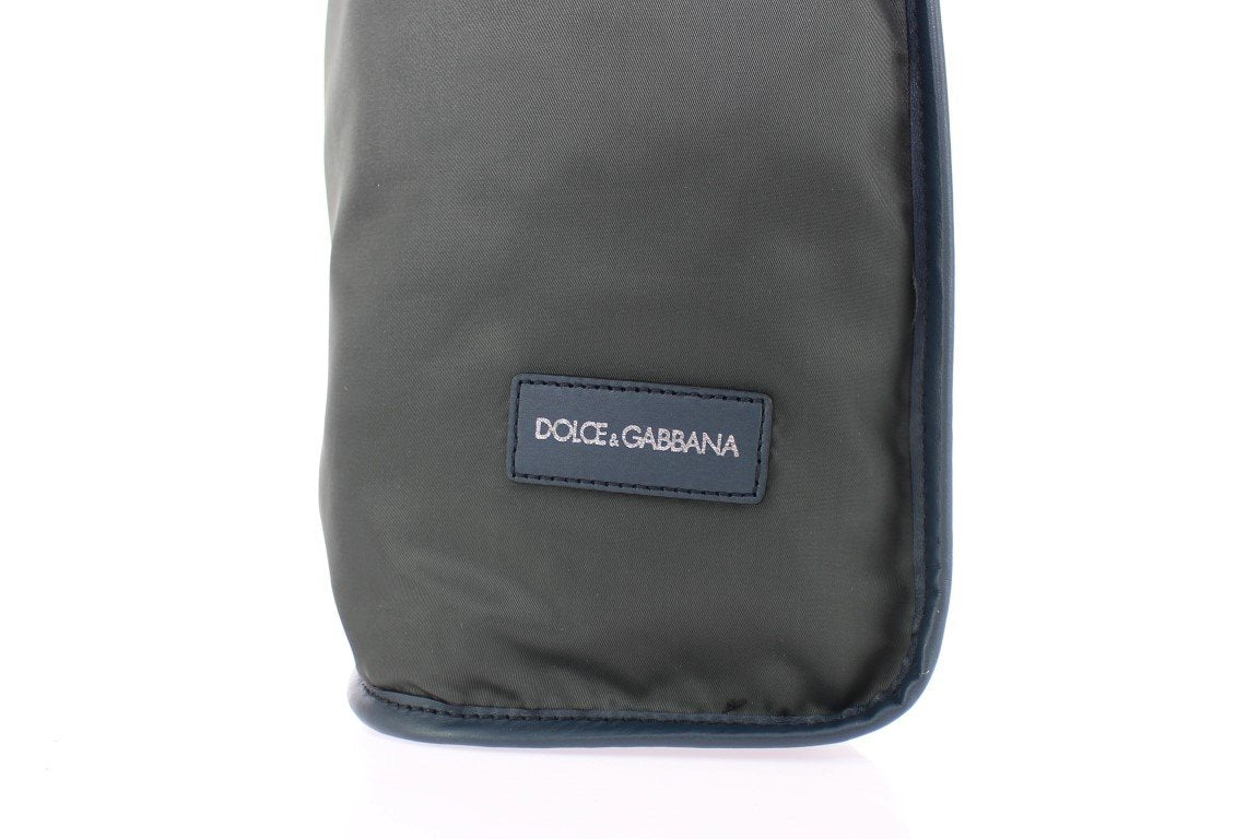 Green nylon tote bag