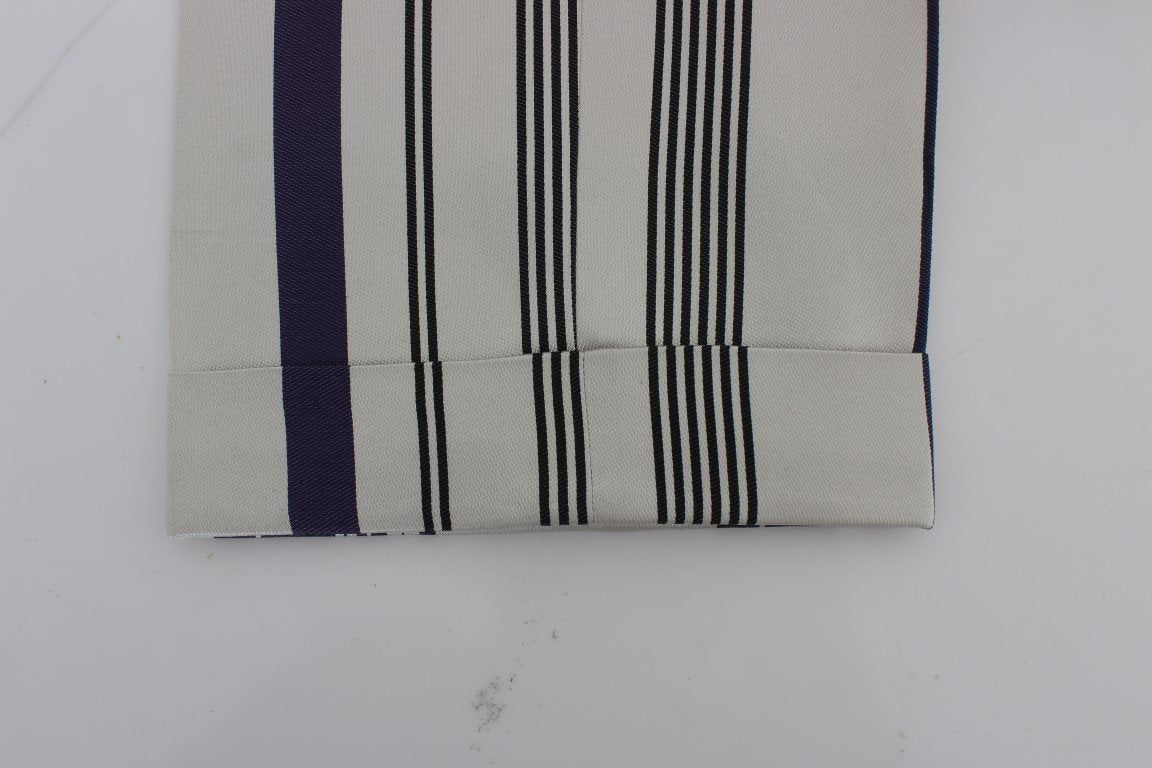 White Purple Striped Stretch Pants