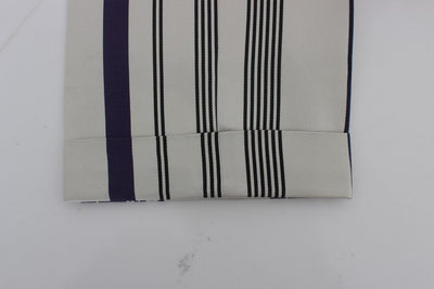 White Purple Striped Stretch Pants