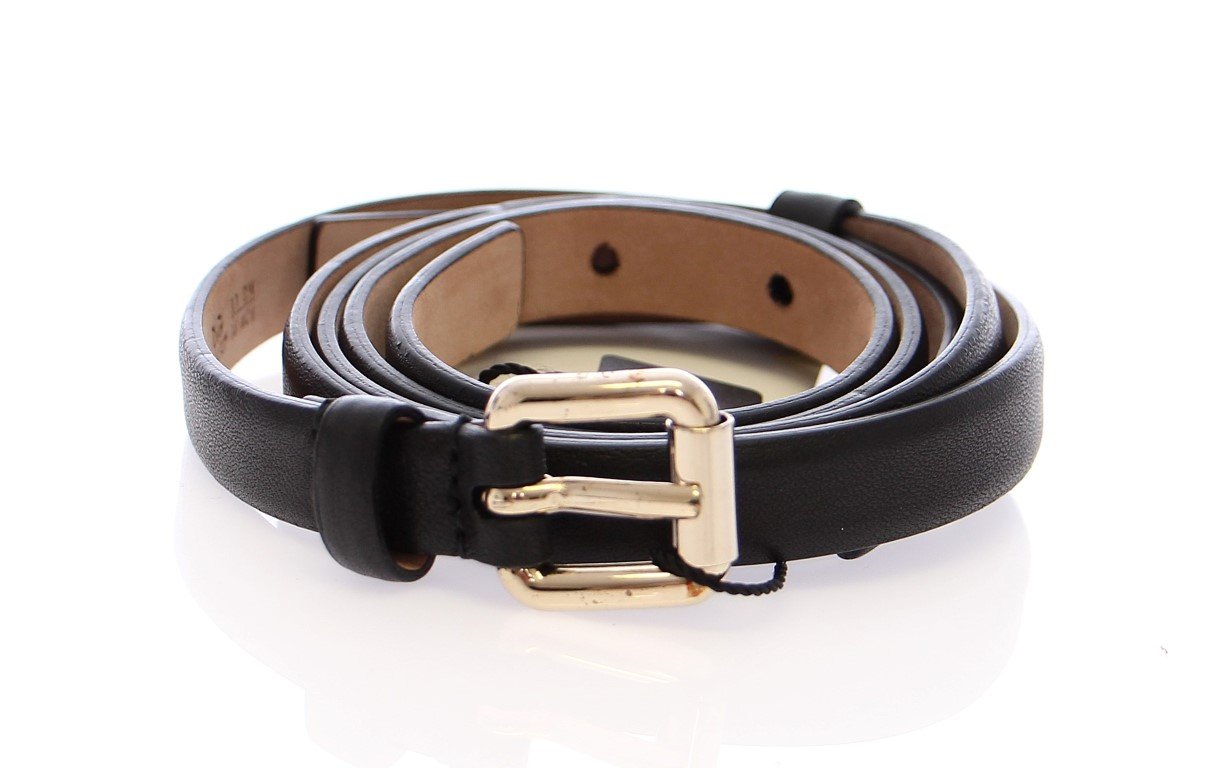 Black Leather Logo Belt