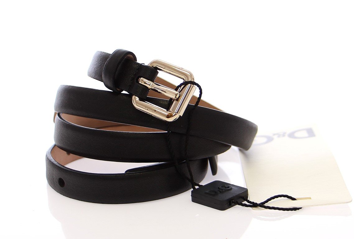 Black Leather Logo Belt