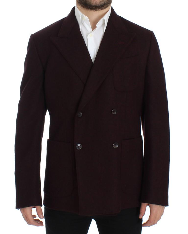 Bordeaux double breasted wool blazer